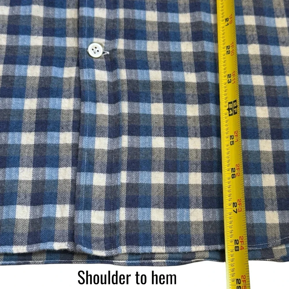 Vintage Carroll‎ & Co Blue and Black Plaid Button Down Old Money Luxury Chic M